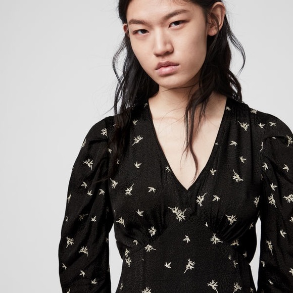 All Saints Embroidered Floral Long Dress - Picture 2 of 5